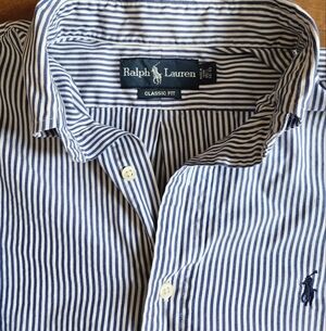 Ralph Lauren Classic Fit Mens Striped Button Up Medium Like New Cotton